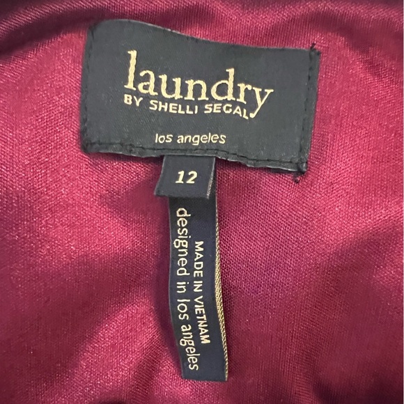 Laundry by Shelli Segal Ruched Lace Burgundy Long Sleeve Knee Length Size 12 - Picture 11 of 14